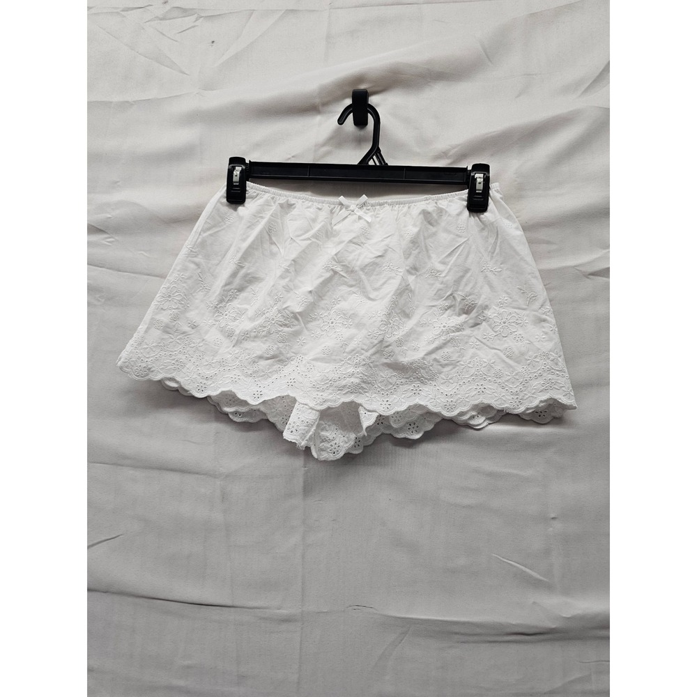 Wild Fable Womens Eyelet Pajama Shorts White Cotton Blend Casual Size Small